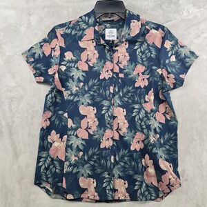 Flylow Size Small Phoenix Button Down Shirt Blue Floral Twig Night Plaid MTB